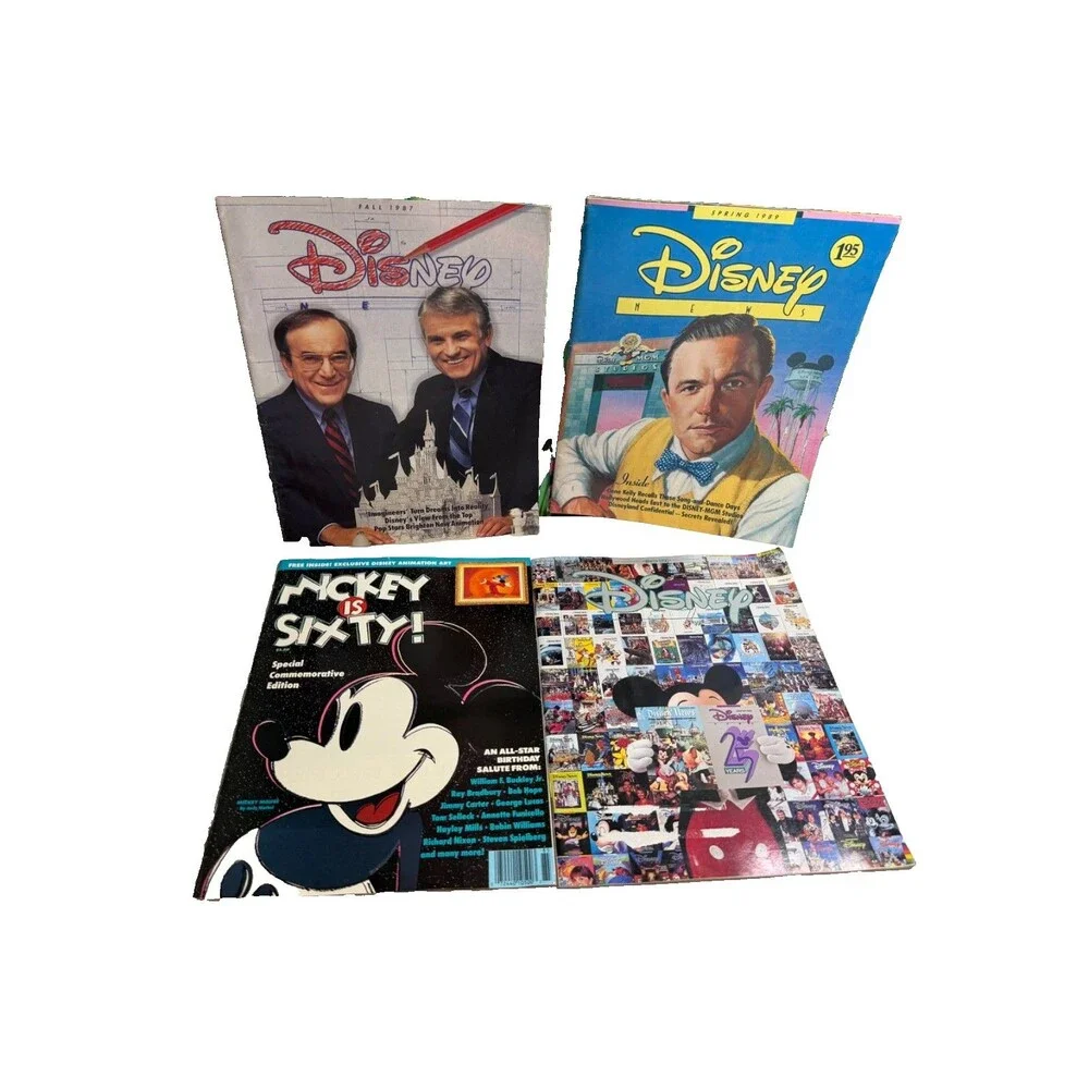 Disney News 80’s  and Mickey is Sixty Special  1988 Magazine Set of 4